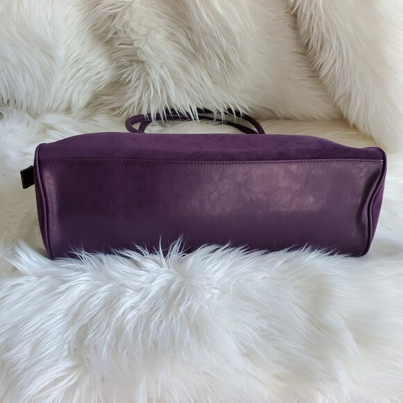 Estée Lauder Purple Microsuede Satchel Bag with Matching Make Up Zip Bag - Picture 13 of 15